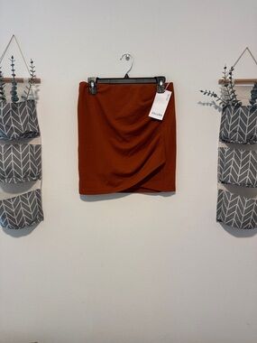 Exlura Rust Brown Draped Mini Skirt